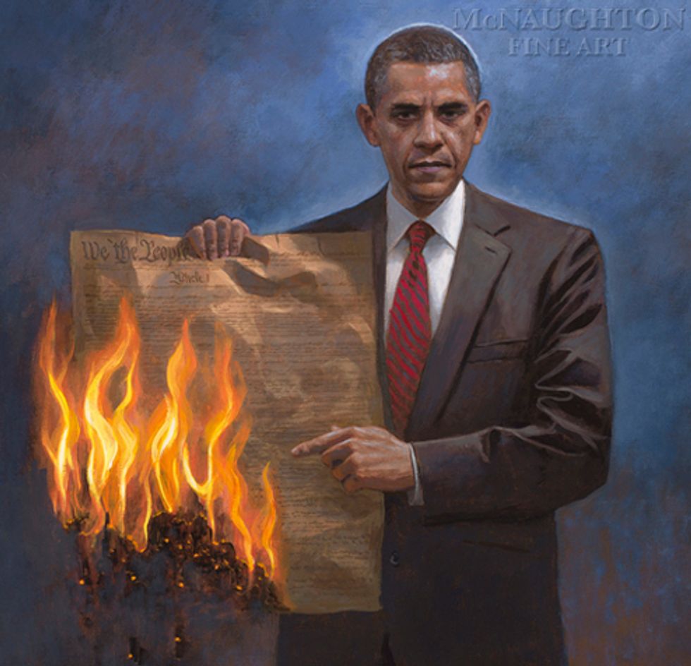 America's Greatest Artist Depicts Obama Burning The Constitution