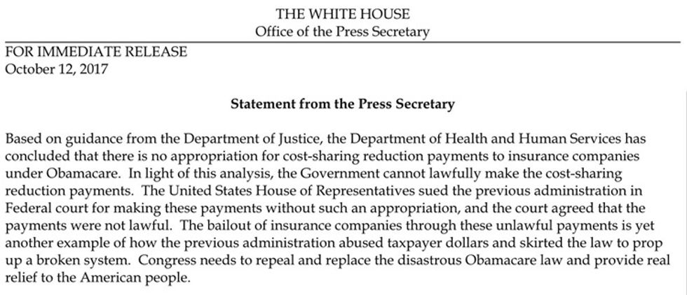 Donald Trump Ends Obamacare Subsidies, Because The Patient Just Refused To Die