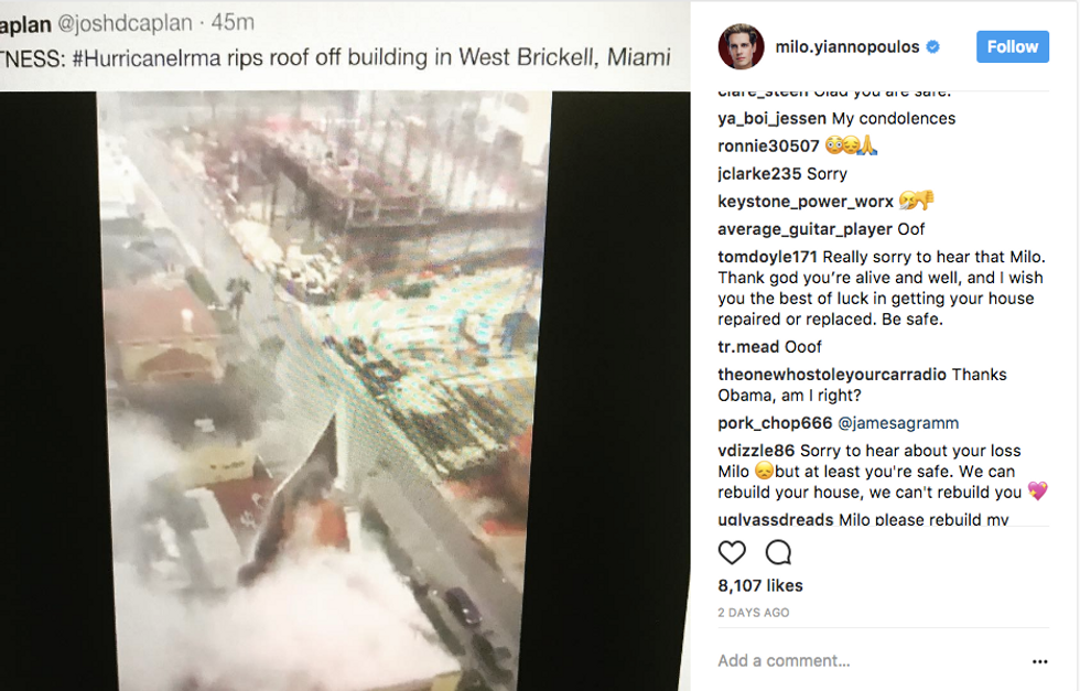 Milo Yiannopoulos Lied About Losing His House In Hurricane Irma Because #Jokes
