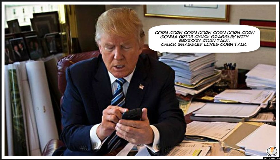 Trump And Chuck Grassley Definitely Phone-Sexing About Corn And Not Trump Jr.'s Coming Senate Grilling. FOR SURE.
