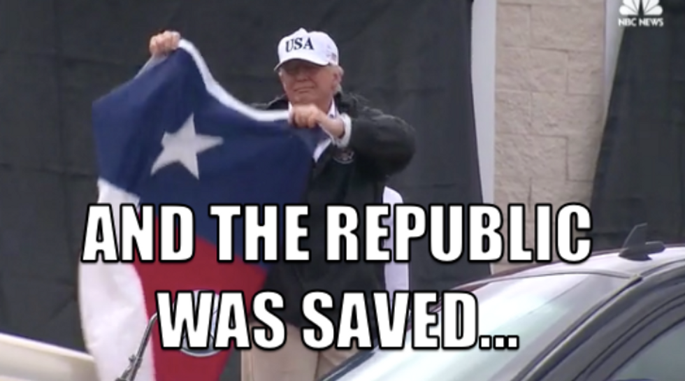 Grifter Hat Salesman And Stilettoed Wife Swing Through Texas For Backslapping Orgy, Towel Off With Lone Star Flag