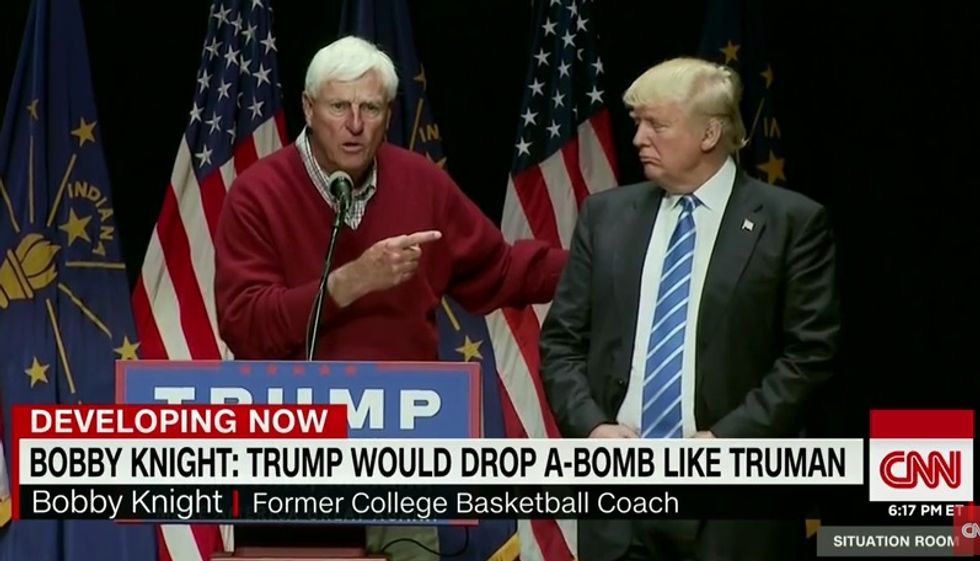 Angry White Man Bobby Knight Can't Wait For Donald Trump To Nuke Em All, Let Allah Sort Em Out