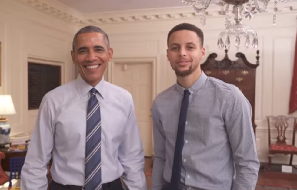 Barack Obama Mentors Basketball Person Steph Curry In Sexxxy Sportstime Nice Time Video