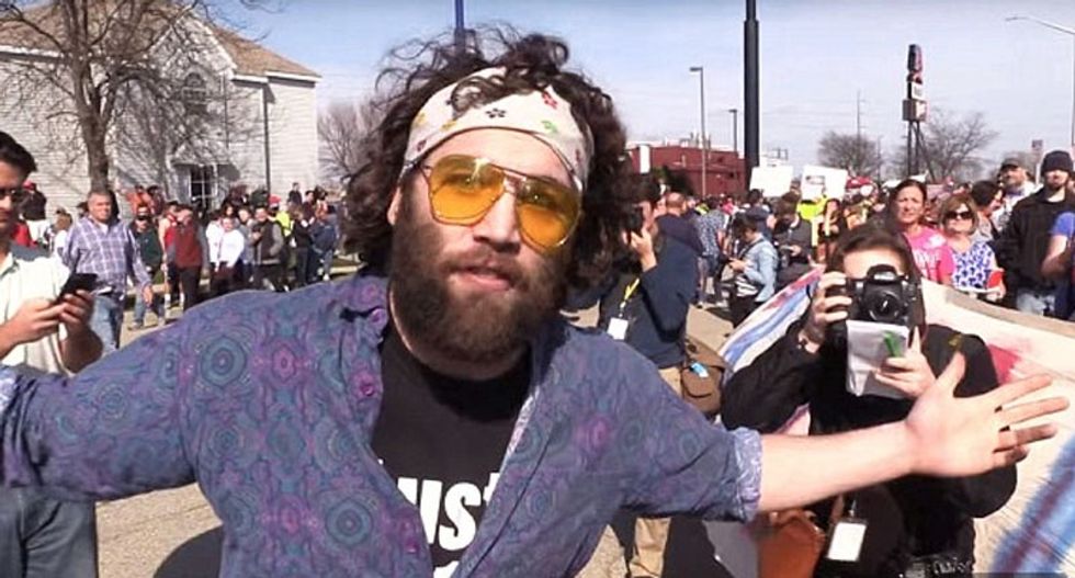 Clumsy Trump Protester Assaults Pavement With Own Face