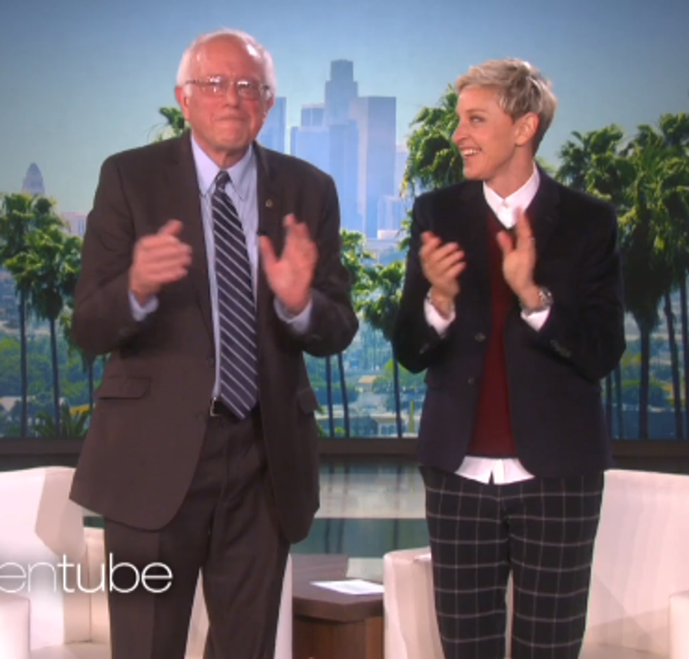 Here's Bernie Sanders On The Ellen Show, Talkin' About Handcuffs And Tight Panties