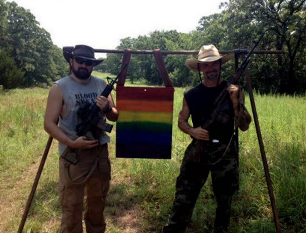 Gun Humpers Put Away Obama Shooting Targets (For Now), Use Gay Rainbow Flags Instead