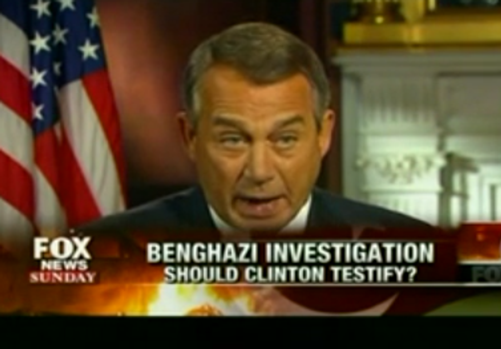 Boehner: Latest Benghazi Investigation Not Trying To Hurt Hillary, We Just Like Shouting 'Benghazi!'