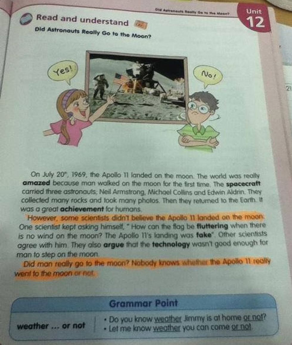 Are Christian Textbooks Teaching That The Moon Landing Was Fake? We Are Only Asking.