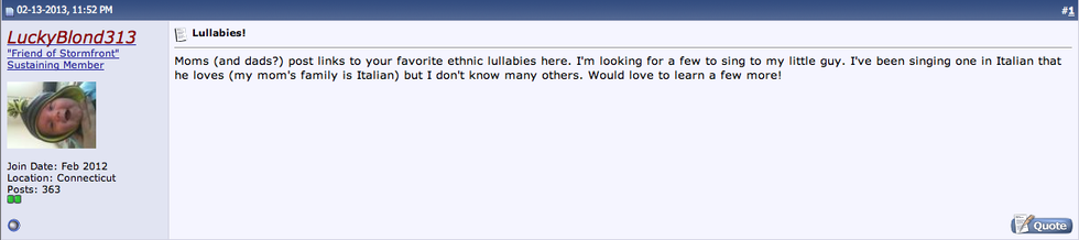 Poor Crackers Over At Stormfront Reduced To Lowly Pledge Drive/Mommyblogging In Effort To Keep Hate Alive