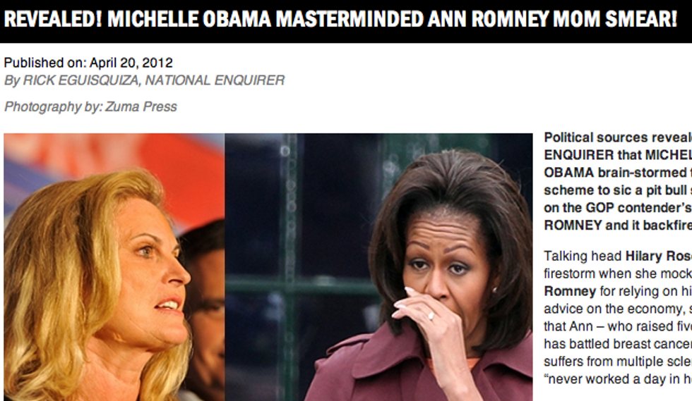 National Enquirer: Catfighting Michelle Obama Has 'Claws Out' For That Nice Ann Romney