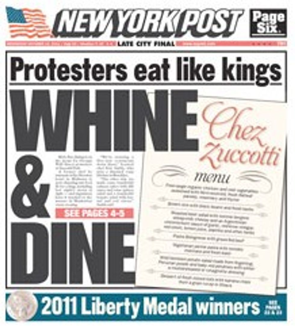 To New York Post, Beans & Rice Donated To #OWS Is 'Food For a King'