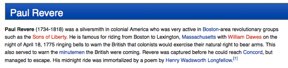 Palin Supporters Invade Wikipedia With True Story Of Paul Revere