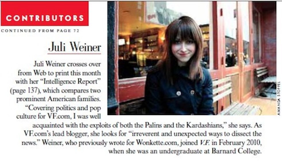 Your Beloved Former Wonkette Editor Juli Weiner Is Now In Vanity Fair Magazine