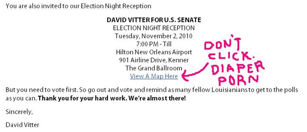 David Vitter Cordially Invites You To Election Night Diaper Reception