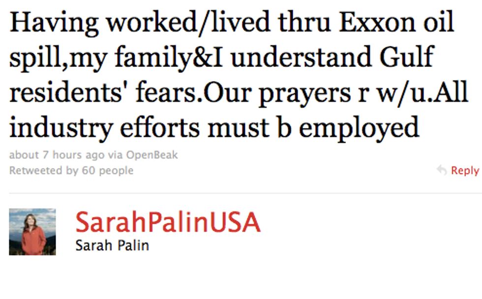 Sarah Palin Is Very Sad About Entire Southern Coast Of America Being Destroyed [Update]