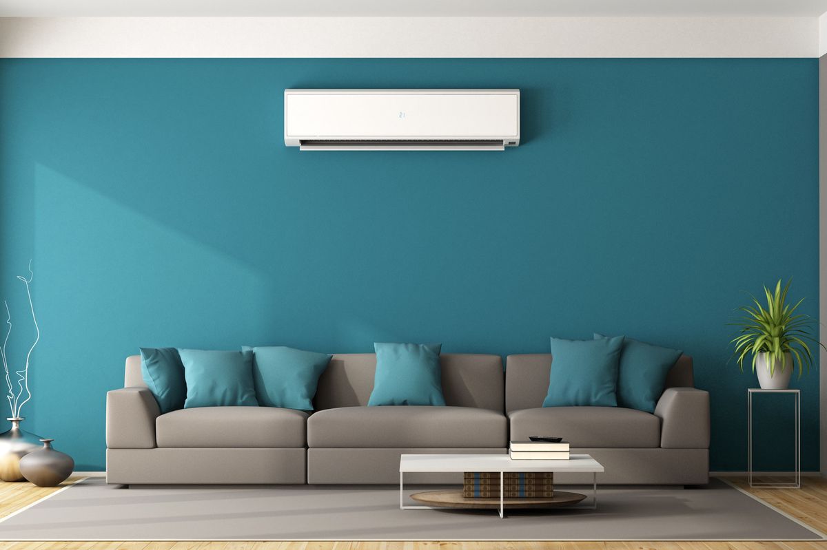 a photo of a room with a smart AC unit.