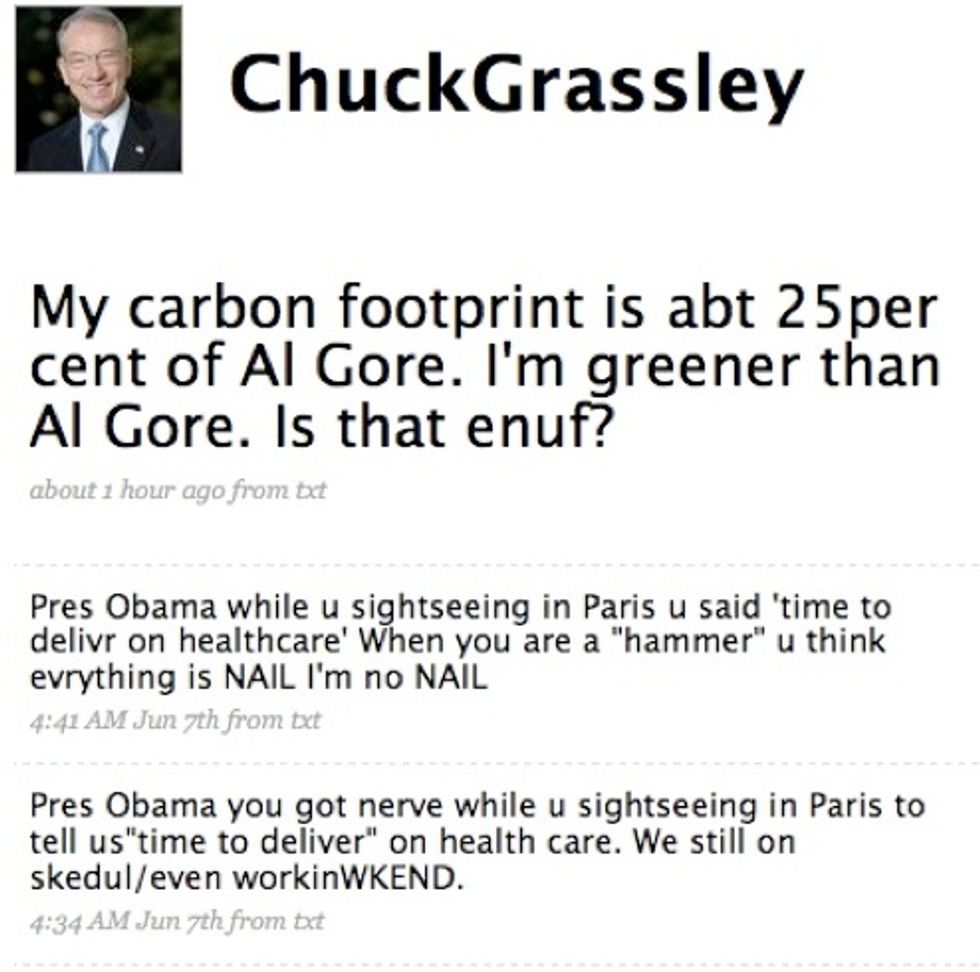 Grassley Tweets Belligerently About Al Gore, Barack Obama, Whatever