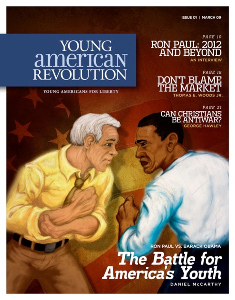Creepy Ron Paul Cartoon To Get Ass Kicked By Scary Barack Obama Cartoon