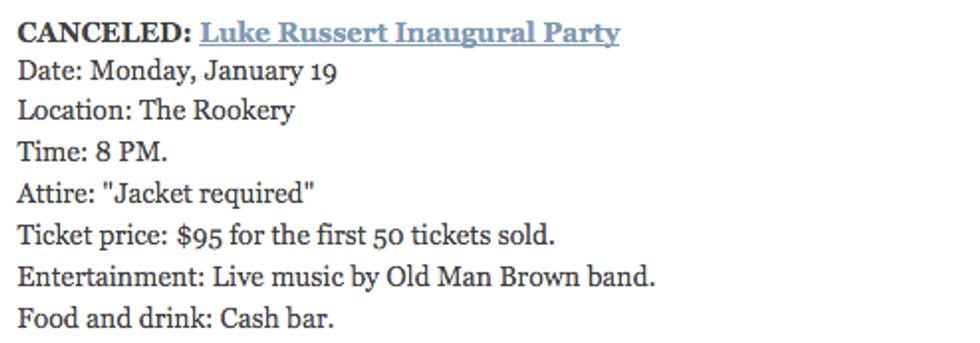 Luke Russert's Fancy Brown Party Is OFF