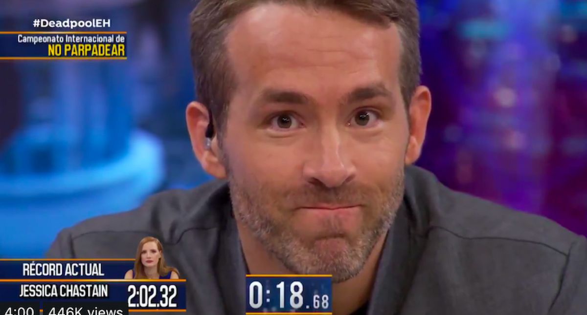 Ryan Reynolds Smashed Jessica Chastain's Record In Staring Contest On Spanish TV Show