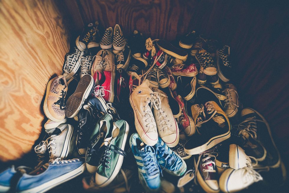 A big, messy pile of sneakers