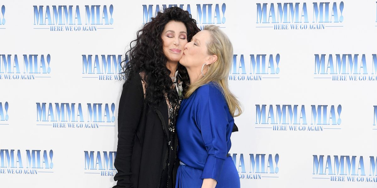 Cher and Meryl Streep Kiss at "Mamma Mia 2" Premiere - PAPER