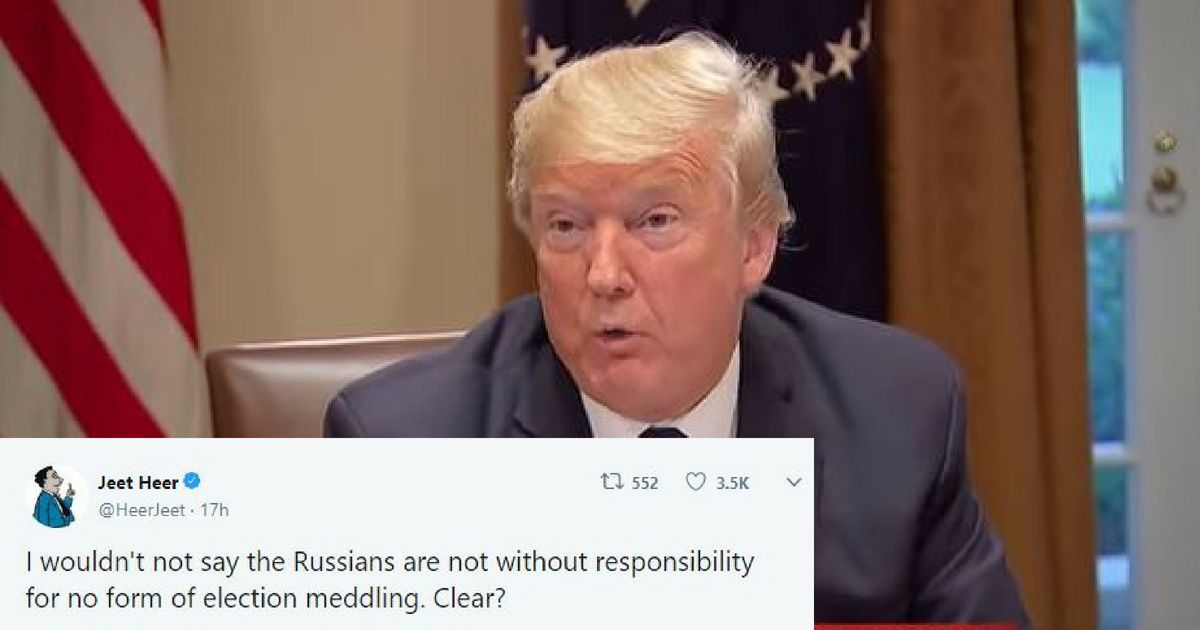 Twitter Is Roasting Trump Over His Assertion That He Meant To Say 'Wouldn't' During His Controversial Remarks About Russian Election Meddling