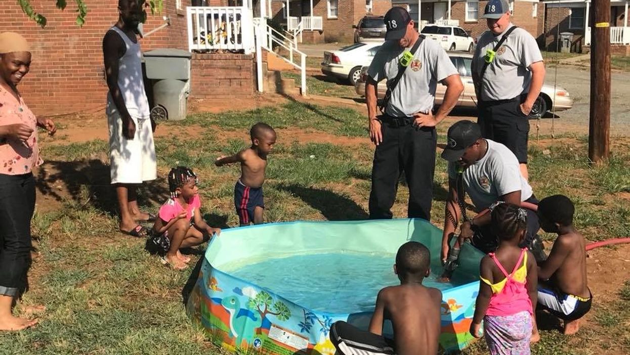 Firefighters stepped in to help a boy fill his pool on his birthday