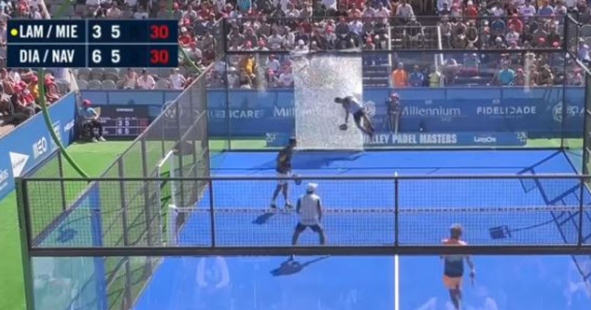 Padel Player Dramatically Crashes Through Glass Wall During Match In Portugal ðŸ˜®