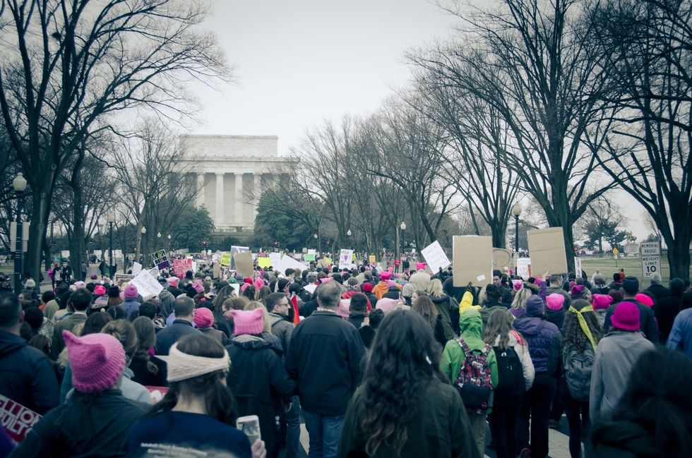 Protestors march in the 2017 Women's March On Washington