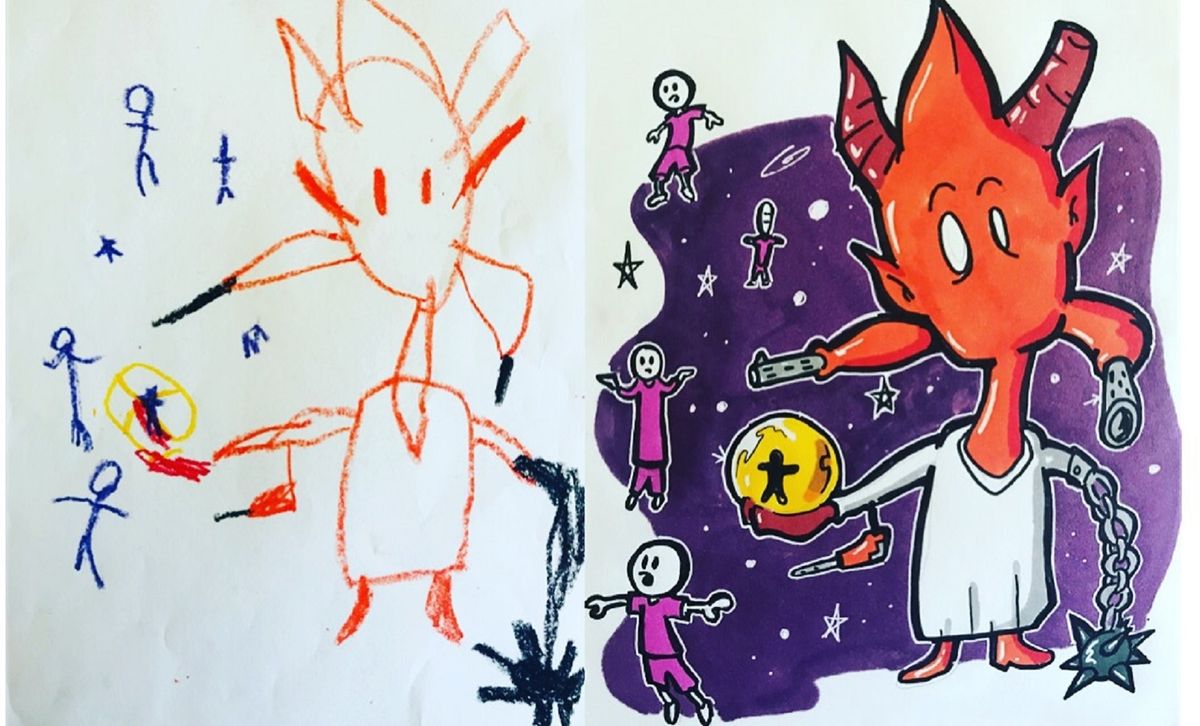 This Artist Turns His Young Nephews’ Doodles Into Professional Pieces Of Art
