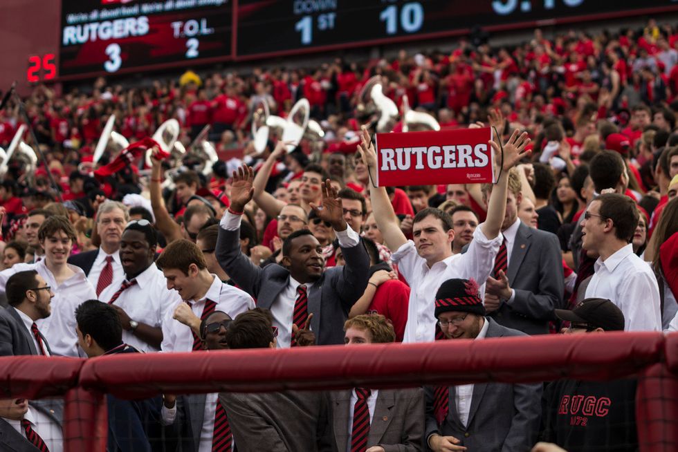 Students at a Rutgers football game