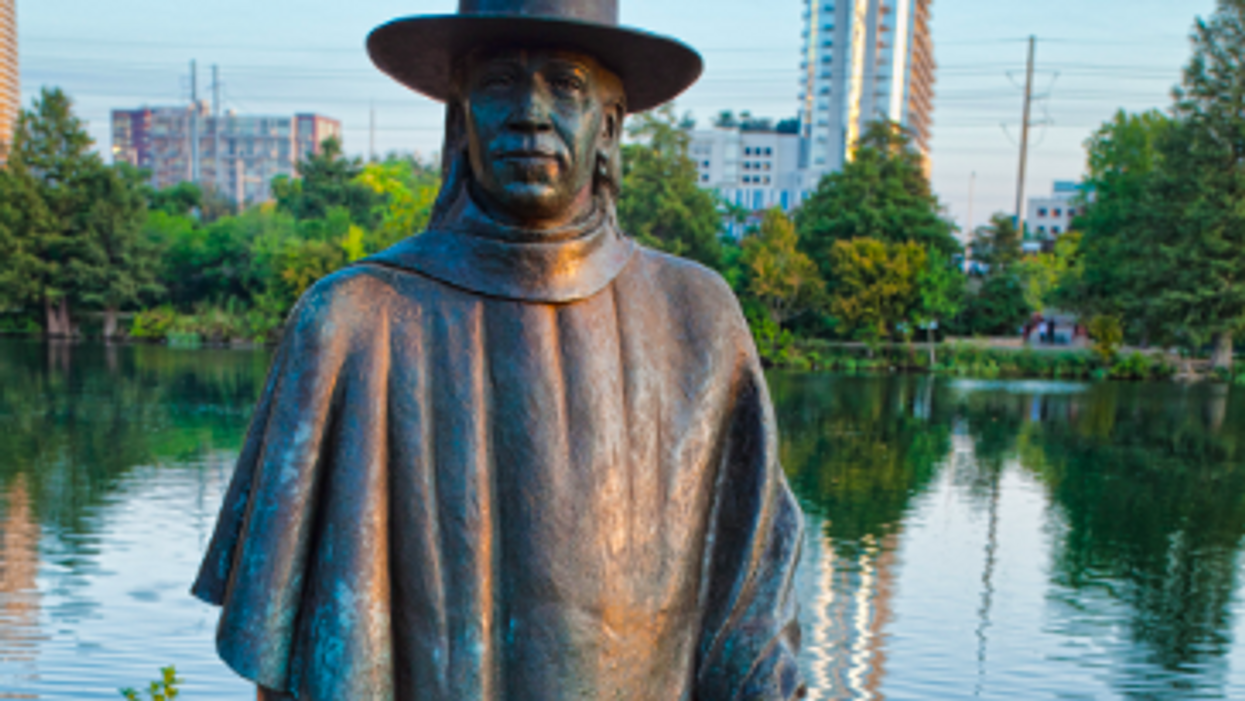 Someone put a life vest on Austin's Stevie Ray Vaughan statue before flood