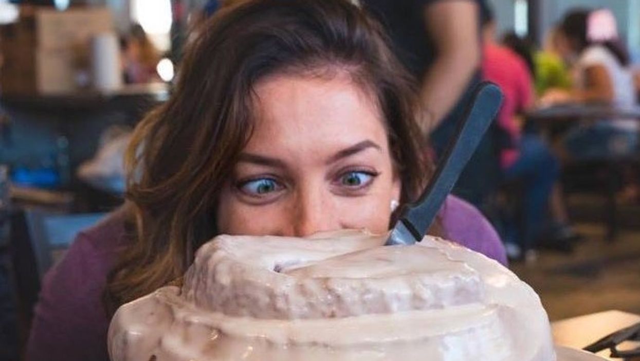 Do you think you could take on this massive, 3-pound cinnamon roll?
