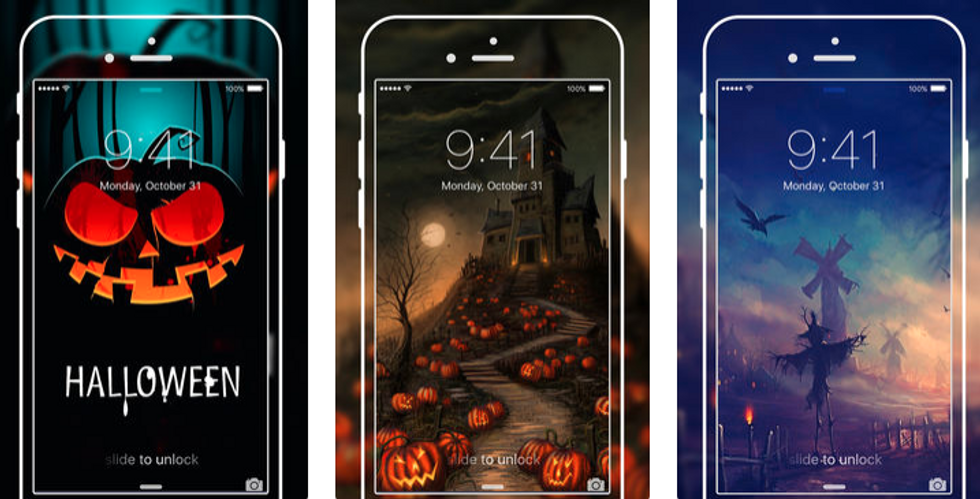 une capture d'écran des fonds d'écran et des applications d'arrière-plan d'Halloween