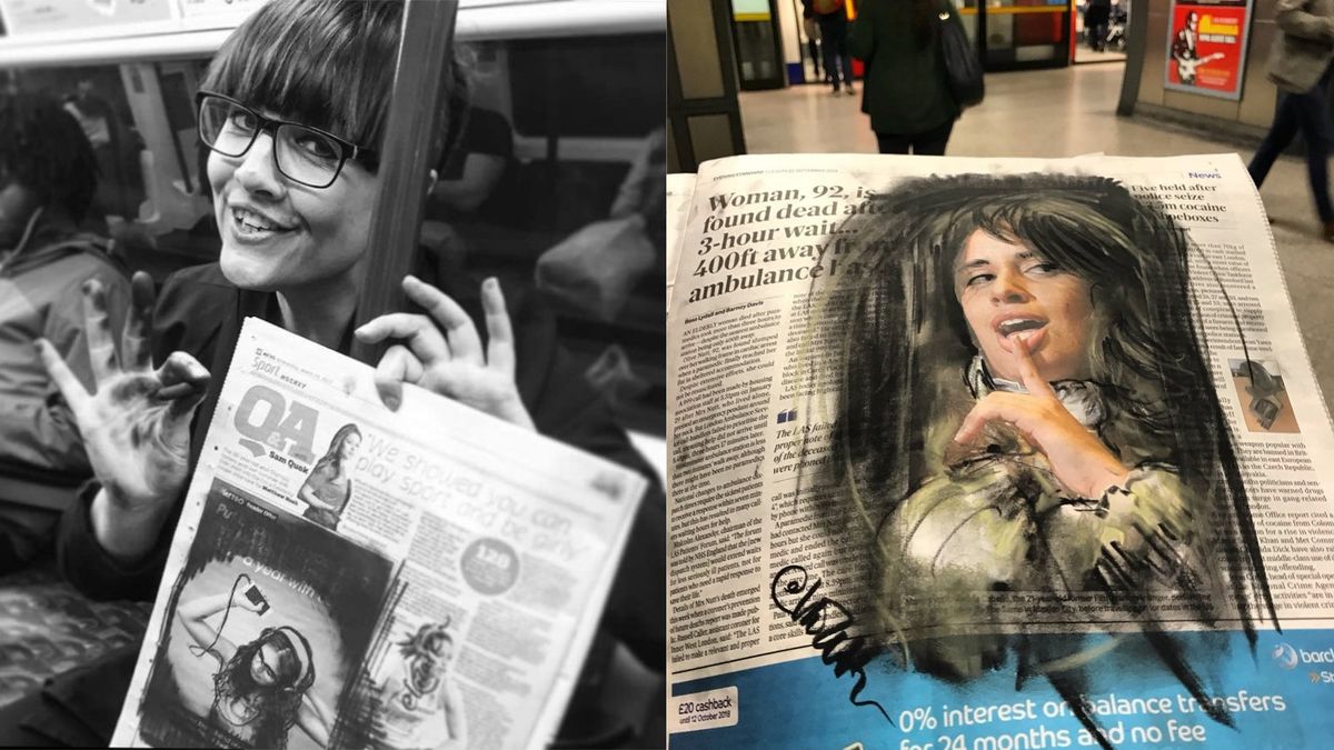 Artist Compulsively Draws On Newspapers--Gives Her Art Away For Free In Support Of Good Cause