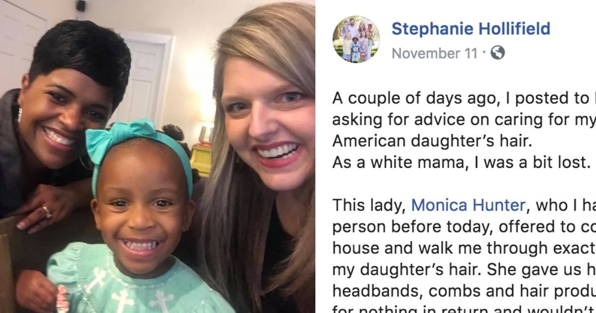 Black Woman Helps White Mom Learn How To Style Adopted Daughter's Hair Because The World Is Good Sometimes