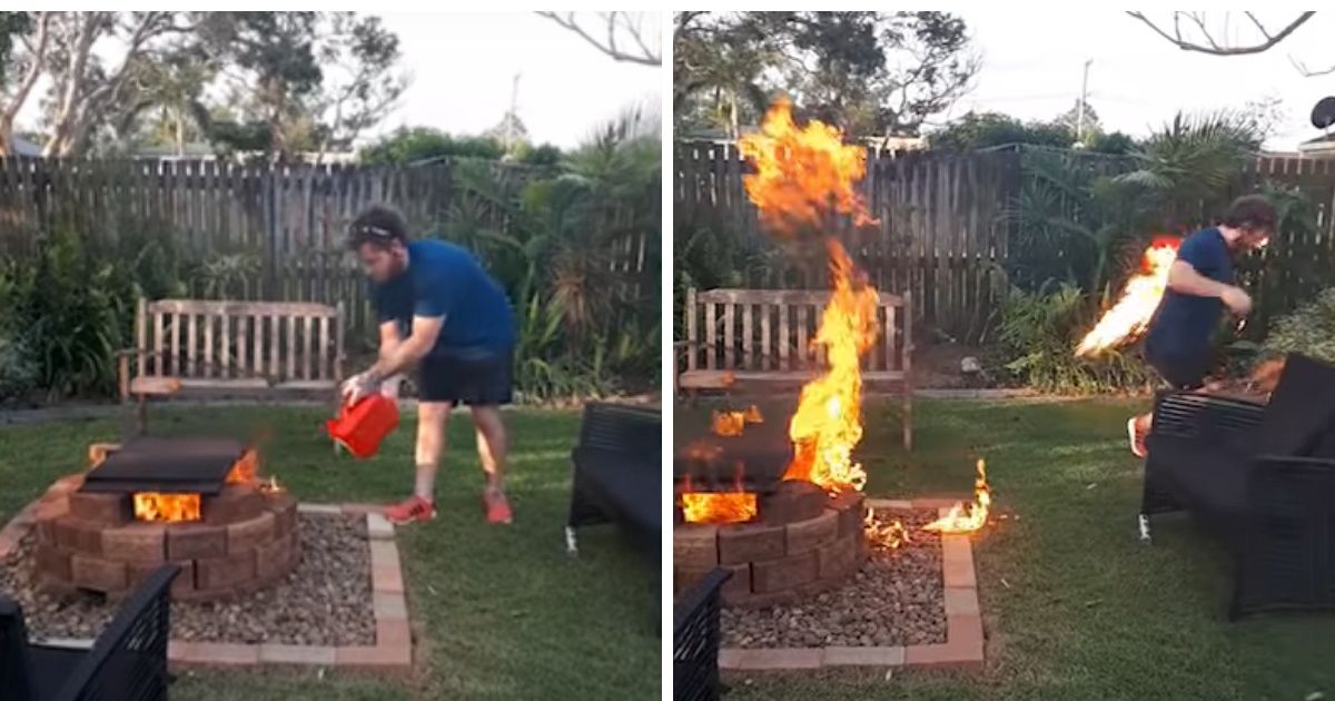 Man Tries To Throw More Gas On Fire In Viral Videoâ€”Ends Up Torching His Mom's Entire Yard ðŸ˜®