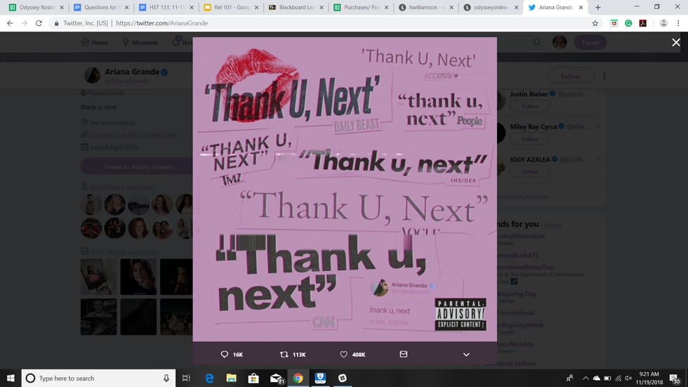 Why "Thank U, Next" By Ariana Grande Is The Top Female Anthem Of 2018