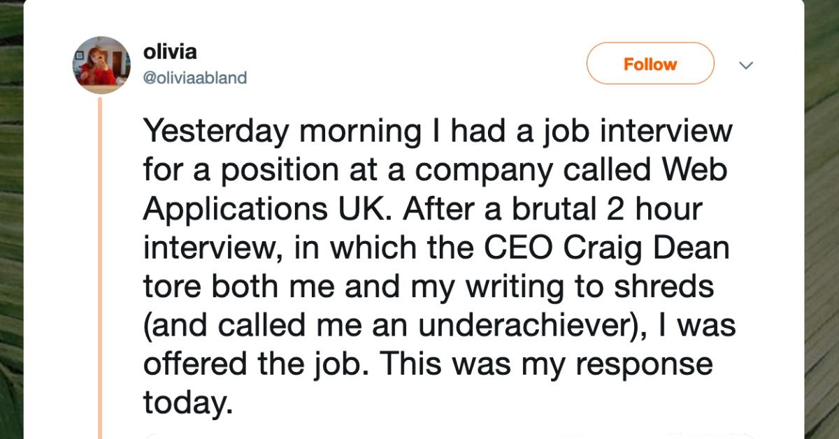 Woman's Brutal Rejection Letter To A Job Offer From Bullying Hiring Manager Is Pure Fire