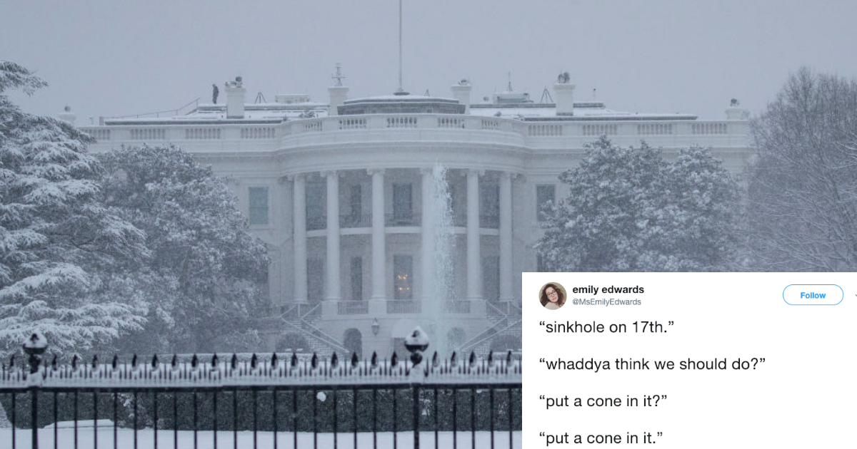 Another Sinkhole Has Opened Up Just A Block From The White House, And Here Come The Jokes ðŸ˜‚