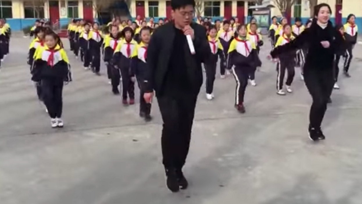 Chinese School Principal Goes Viral For Intricate Dance He Does Every Morning With His Students ðŸ˜®