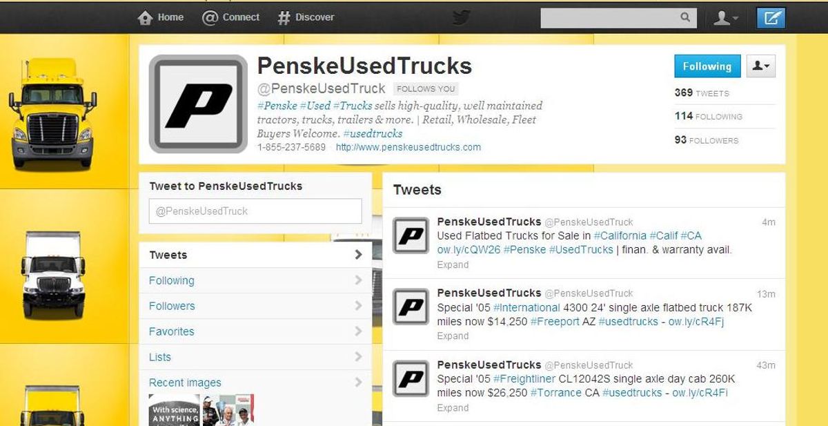 Penske Used Trucks Now on Twitter