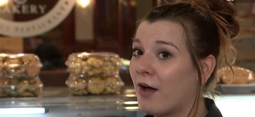 A pregnant waitress was reduced to tears by an anonymous police officer's stunning bill.