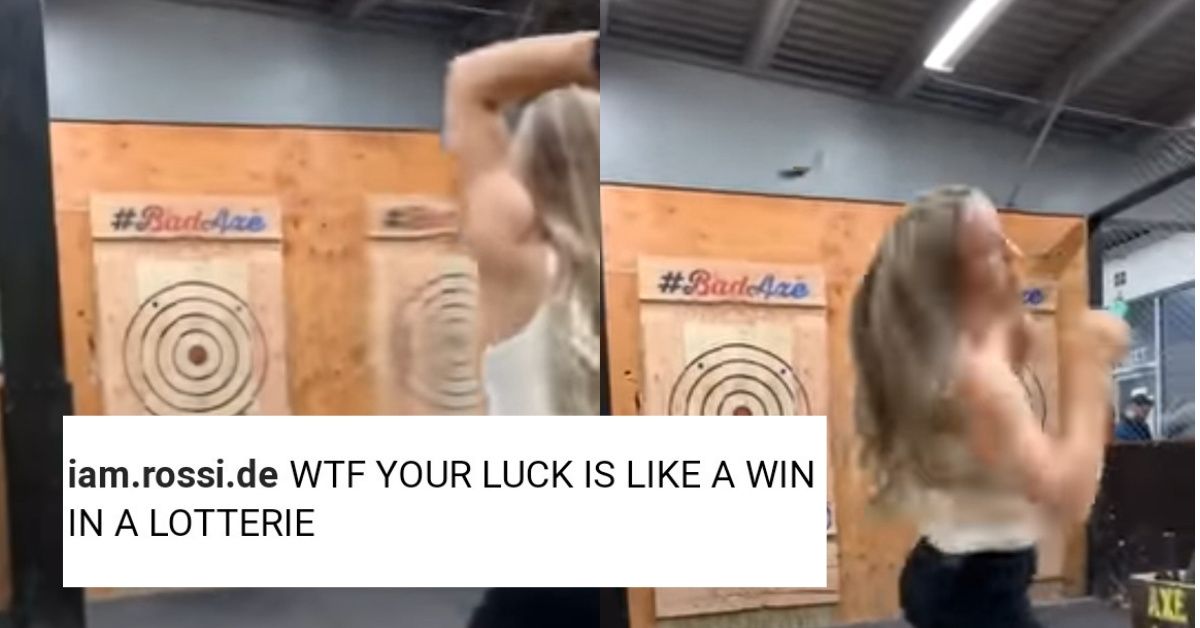 Woman Nearly Takes An Axe To The Face In Viral Video, But Manages To Duck Just In Time