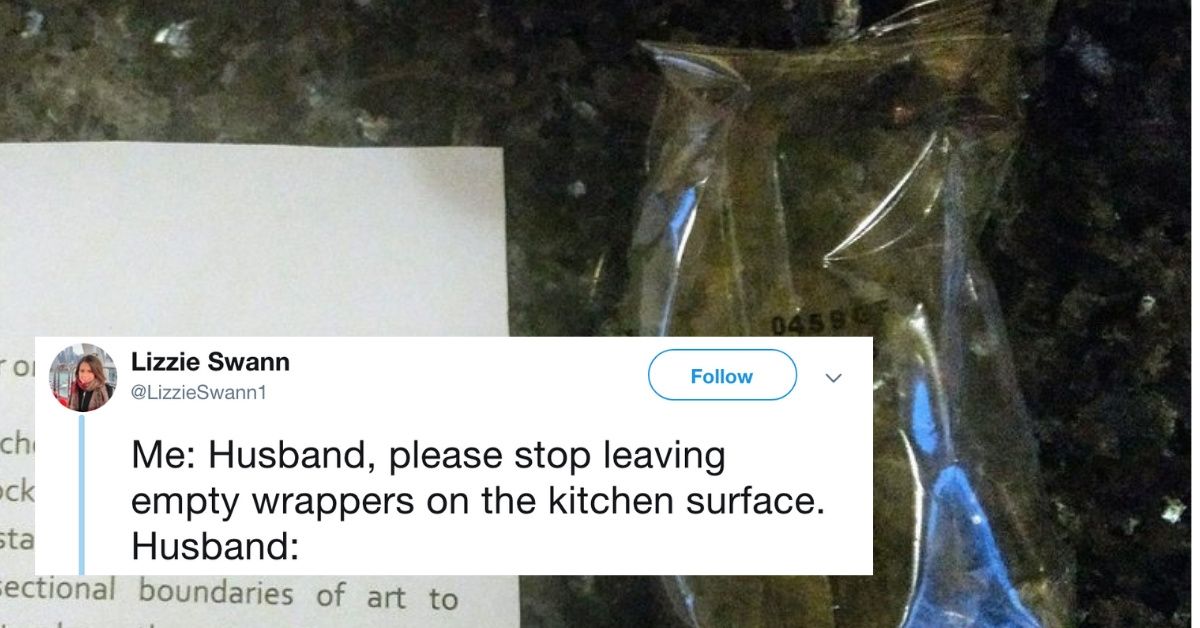 Guy Expertly Trolls His Wife By Turning A Discarded Wrapper Into A Work Of Art