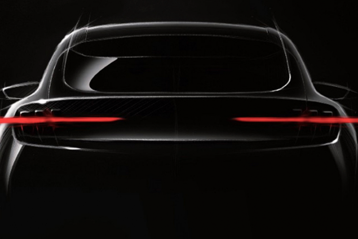 Teaser image showing Ford's Mustang-inspired electric SUV