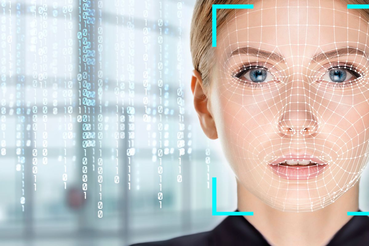 stock image showing facial recognition technology