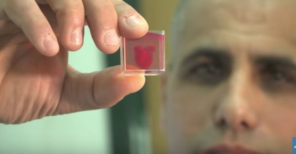 A research team in Israel made a 3D-printed heart from human tissue and vessels.