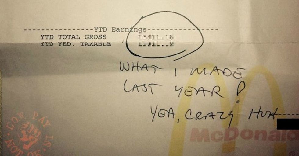 Here’s a paycheck for a McDonald’s worker. And here's my jaw dropping to the floor.